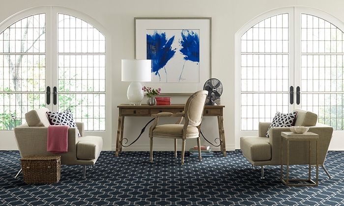 Carpet Flooring Sample room - Modern Chic, with blue pattern